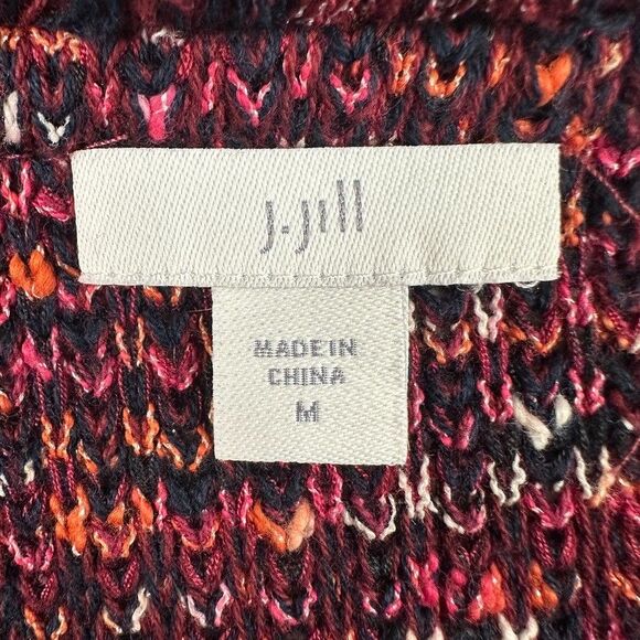 J. Jill Womens Cardigan Sweater Tweed Size Medium Burgundy - Picture 3 of 5
